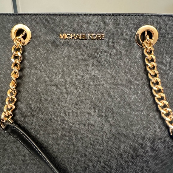 Michael Kors Black Tote with Gold Chain - Picture 7 of 9